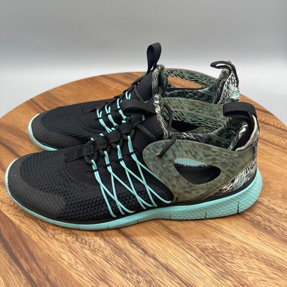 Nike Free Viritous Shoes Womens Size 9 Black Aqua Green Print Sneakers Running - Picture 3 of 8